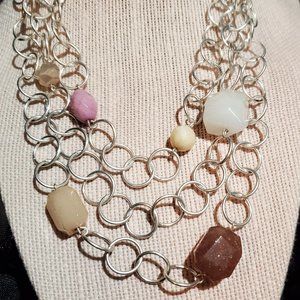 Brancroft three chain necklace with multi- colored stones. NEW